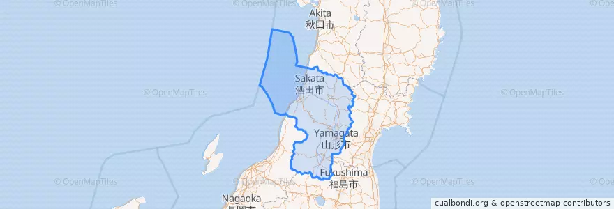 Mapa de ubicacion de 山形県.