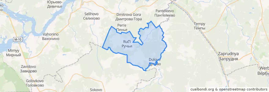 Mapa de ubicacion de Ручьёвское сельское поселение.