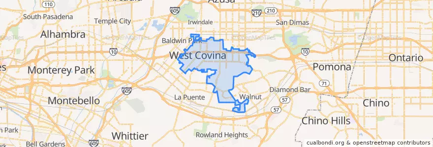 Mapa de ubicacion de West Covina.