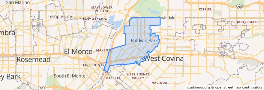 Mapa de ubicacion de Baldwin Park.