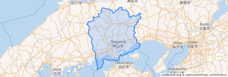 Mapa de ubicacion de 岡山県.