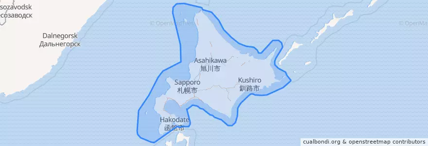 Mapa de ubicacion de 北海道.