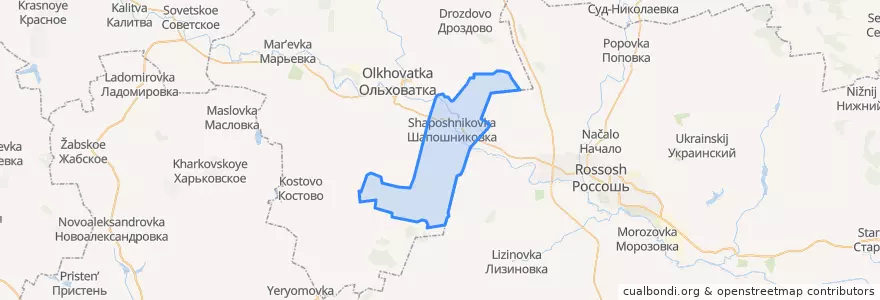 Mapa de ubicacion de Шапошниковское сельское поселение.