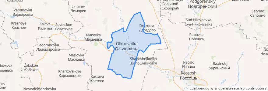 Mapa de ubicacion de городское поселение Ольховатка.