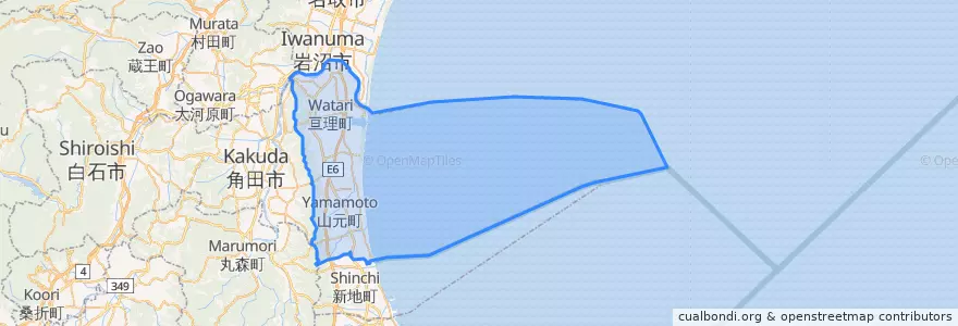 Mapa de ubicacion de Watari-gun.
