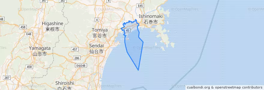 Mapa de ubicacion de 東松島市.