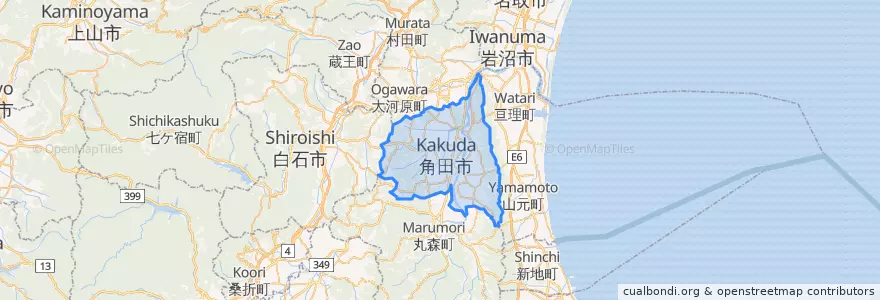 Mapa de ubicacion de 角田市.
