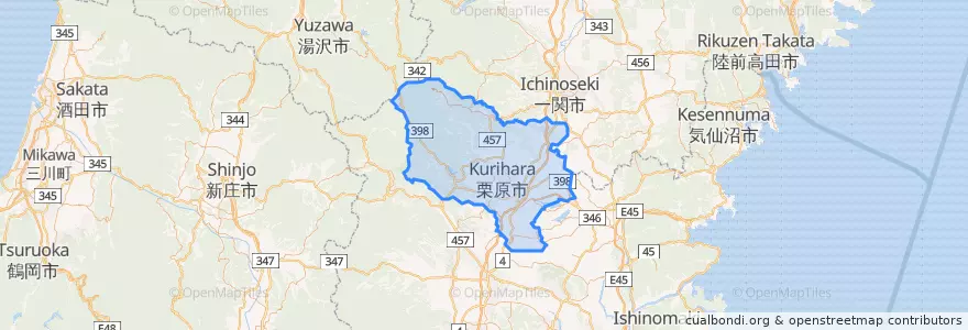 Mapa de ubicacion de 栗原市.