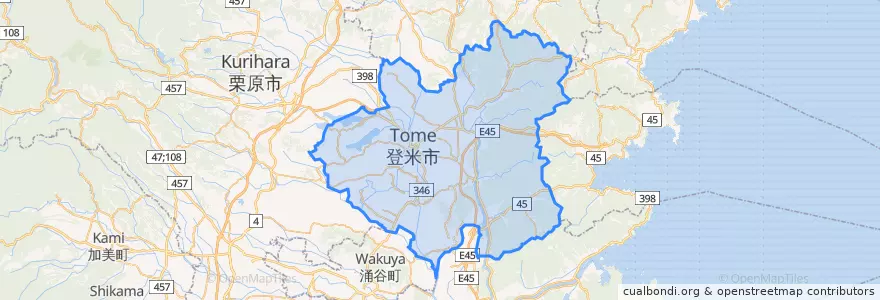 Mapa de ubicacion de 登米市.