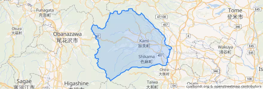 Mapa de ubicacion de Kami-gun.