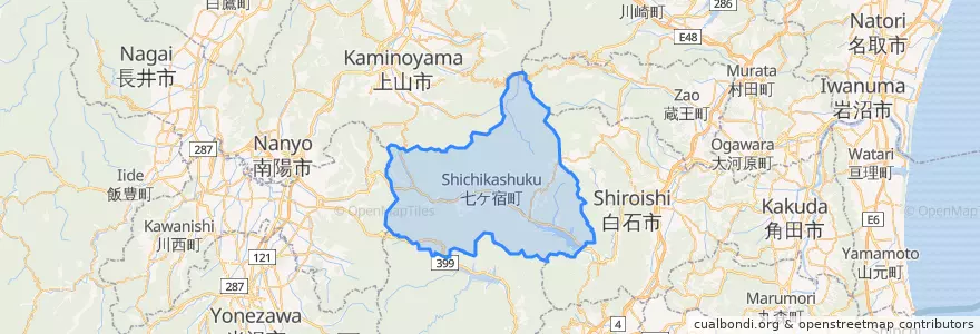 Mapa de ubicacion de 七ヶ宿町.