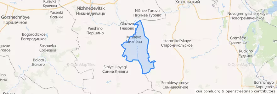 Mapa de ubicacion de Михнёвское сельское поселение.