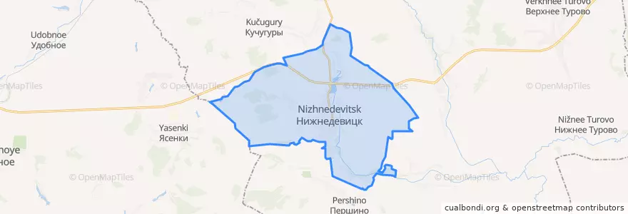 Mapa de ubicacion de Нижнедевицкое сельское поселение.