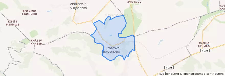 Mapa de ubicacion de Курбатовское сельское поселение.