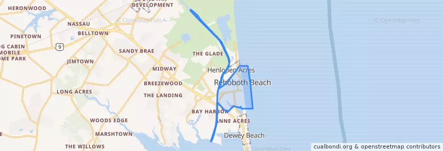 Mapa de ubicacion de Rehoboth Beach.