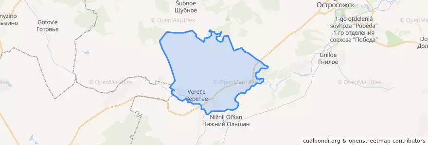 Mapa de ubicacion de Веретьевское сельское поселение.