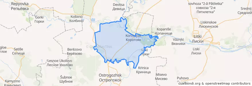 Mapa de ubicacion de Коротоякское сельское поселение.