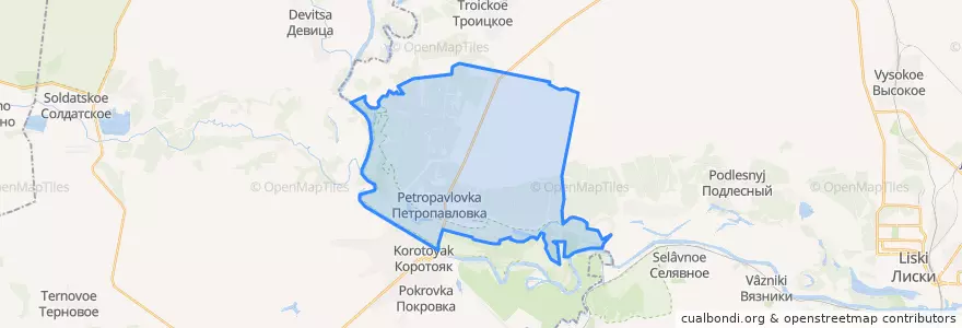 Mapa de ubicacion de Петропавловское сельское поселение.