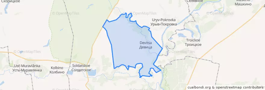 Mapa de ubicacion de Девицкое сельское поселение.