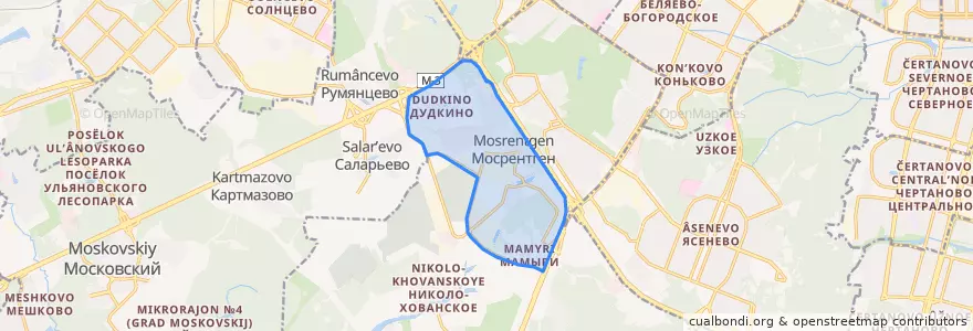 Mapa de ubicacion de поселение "Мосрентген".