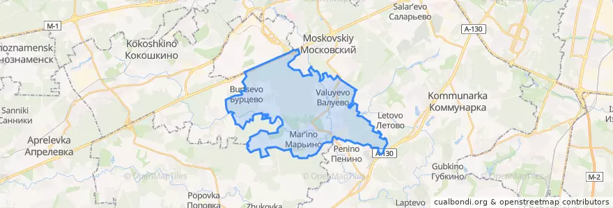 Mapa de ubicacion de поселение Филимонковское.