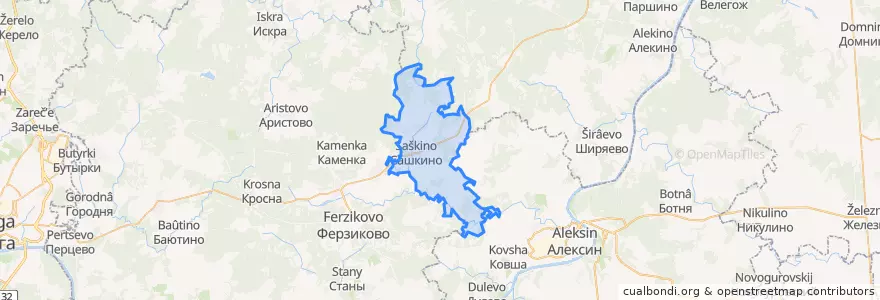 Mapa de ubicacion de сельское поселение Село Сашкино.