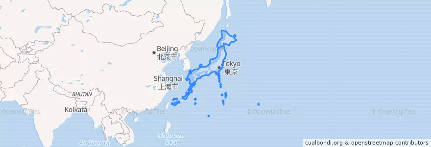 Mapa de ubicacion de Japão.