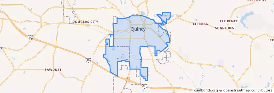 Mapa de ubicacion de Quincy.