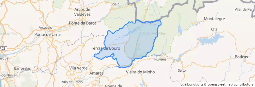 Mapa de ubicacion de Terras de Bouro.
