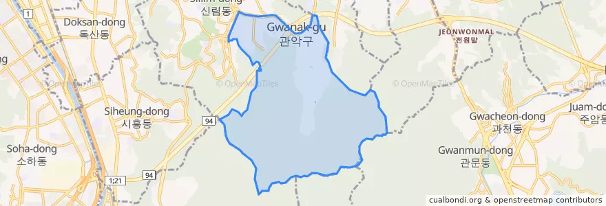 Mapa de ubicacion de 대학동.