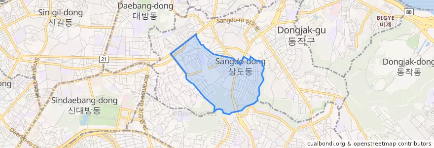 Mapa de ubicacion de 상도4동.