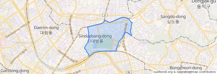 Mapa de ubicacion de 신대방2동.