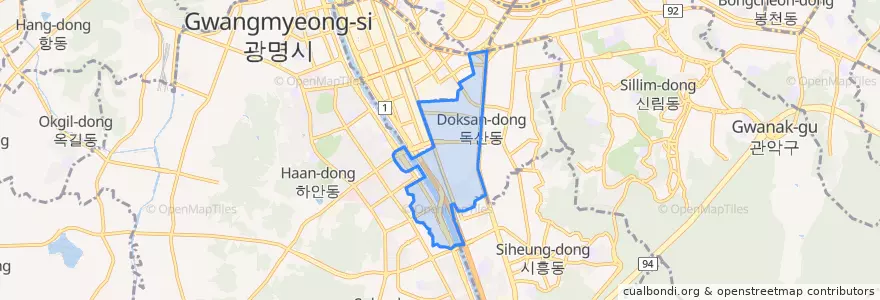 Mapa de ubicacion de 독산1동.