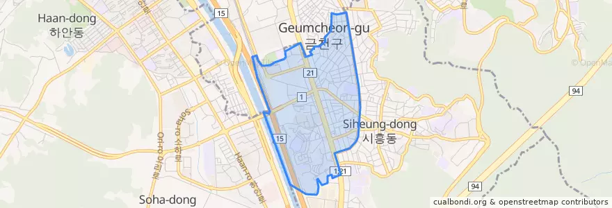 Mapa de ubicacion de 시흥1동.