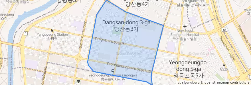 Mapa de ubicacion de 당산1동.