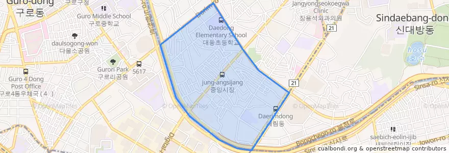 Mapa de ubicacion de 대림2동.