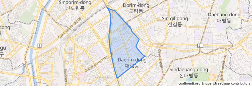 Mapa de ubicacion de 대림3동.