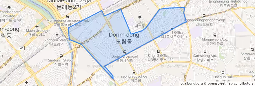 Mapa de ubicacion de 도림동.