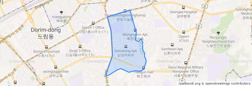 Mapa de ubicacion de 신길4동.