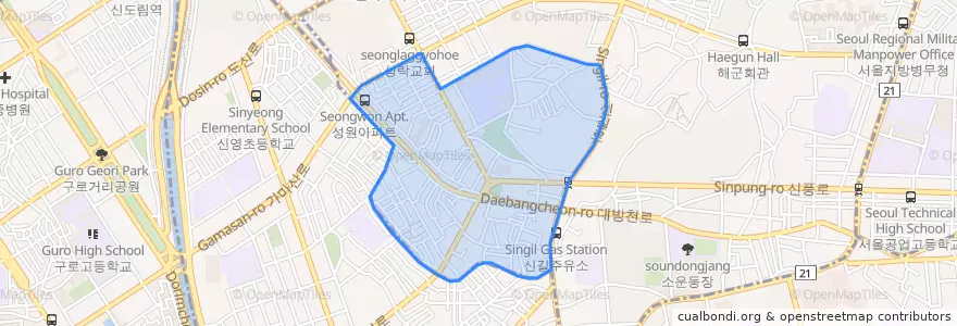 Mapa de ubicacion de 신길5동.