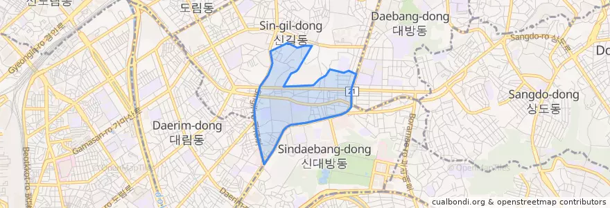Mapa de ubicacion de 신길6동.