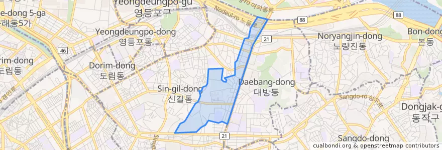 Mapa de ubicacion de 신길7동.