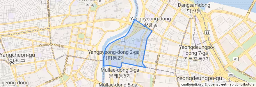 Mapa de ubicacion de 양평1동.