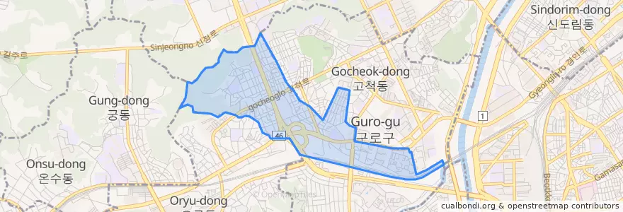 Mapa de ubicacion de Gaebong 1(il)-dong.