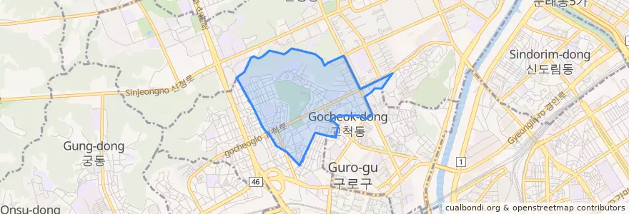 Mapa de ubicacion de 고척2동.