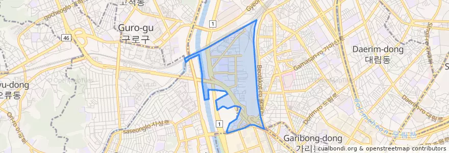 Mapa de ubicacion de 구로1동.