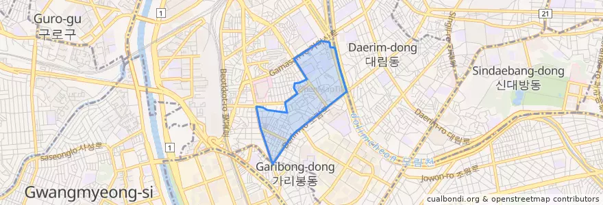 Mapa de ubicacion de 구로4동.