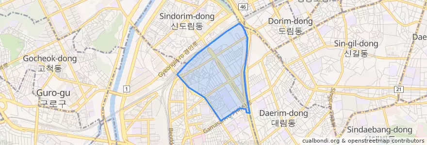 Mapa de ubicacion de Guro 5(o)-dong.