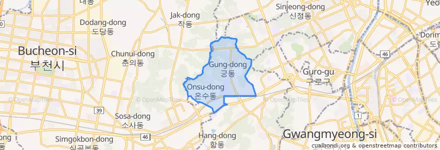 Mapa de ubicacion de 수궁동.