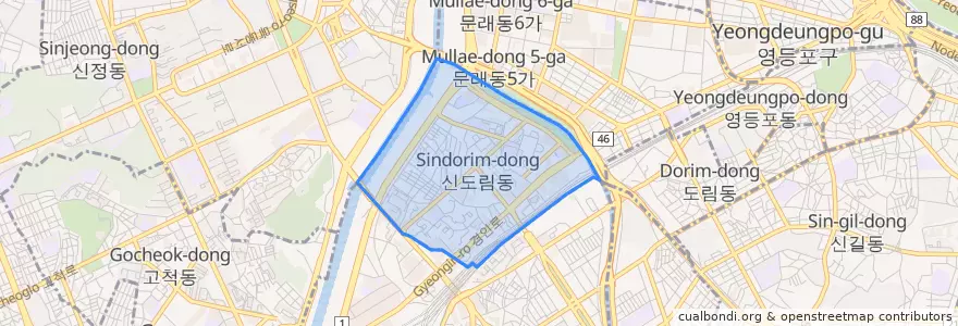 Mapa de ubicacion de 신도림동.